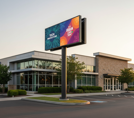 47"X94" 2 SIDED PRO SERIES 10mm OUTDOOR LED SIGN in commercial setting